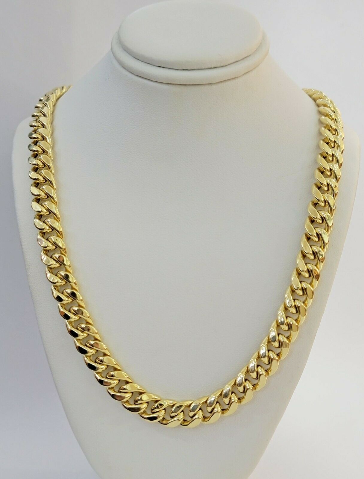 Real 14k Mens Chain Miami Cuban Link Necklace 24" 9mm 14KT Yellow Gold Box lock - GoldenlinQ
